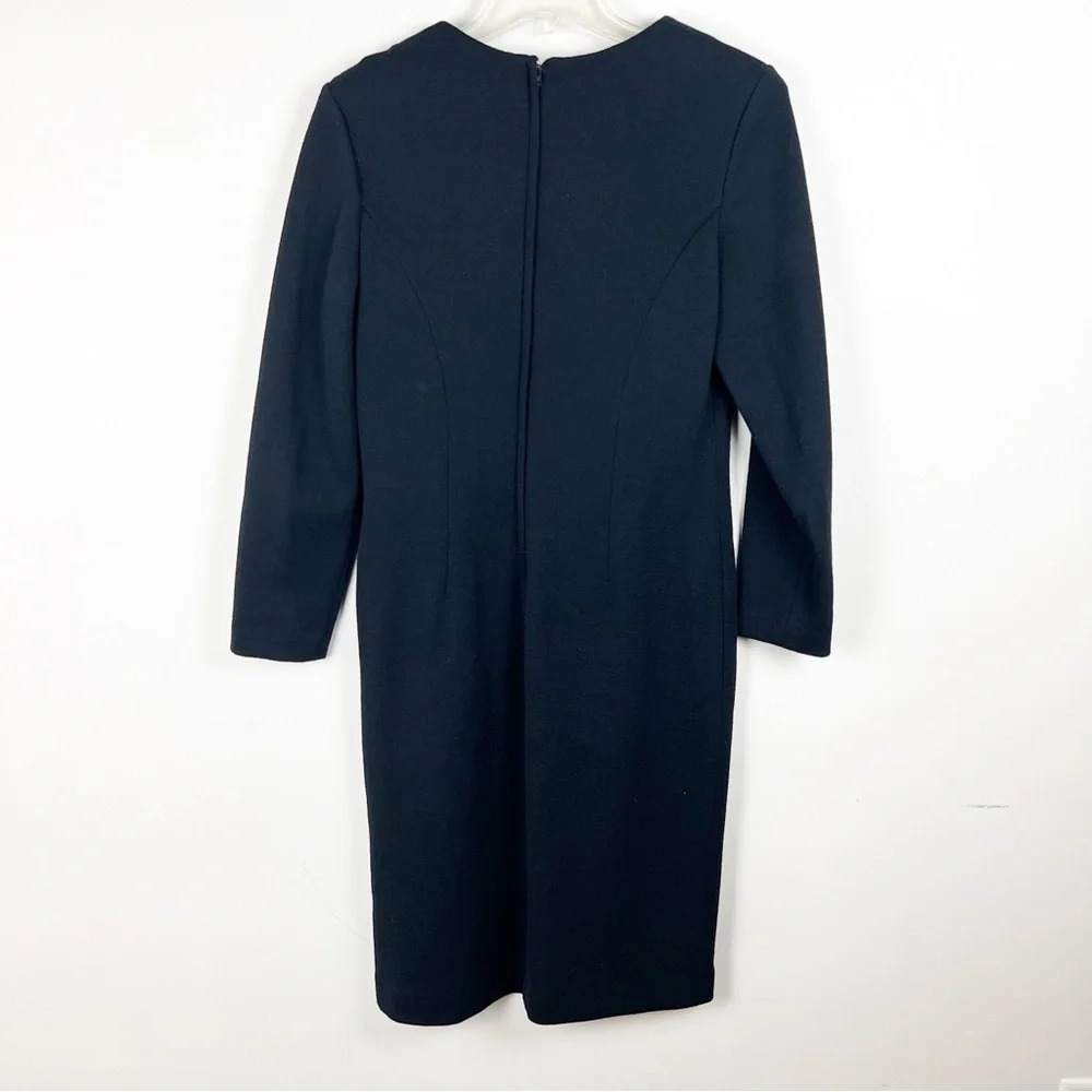 Vintage Knit Wool Black Dress Career Office Professional Small Chic Classic - Picture 5 of 13
